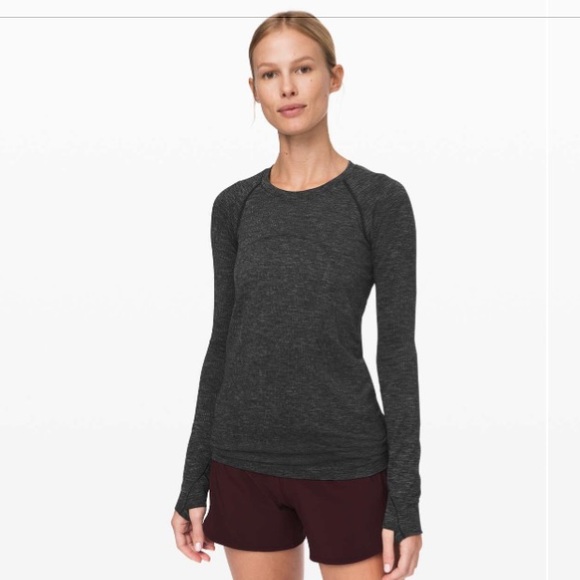 lululemon athletica Tops - Lululemon Swiftly Speed Long Sleeve Black / Deep Coal / White / Titanium